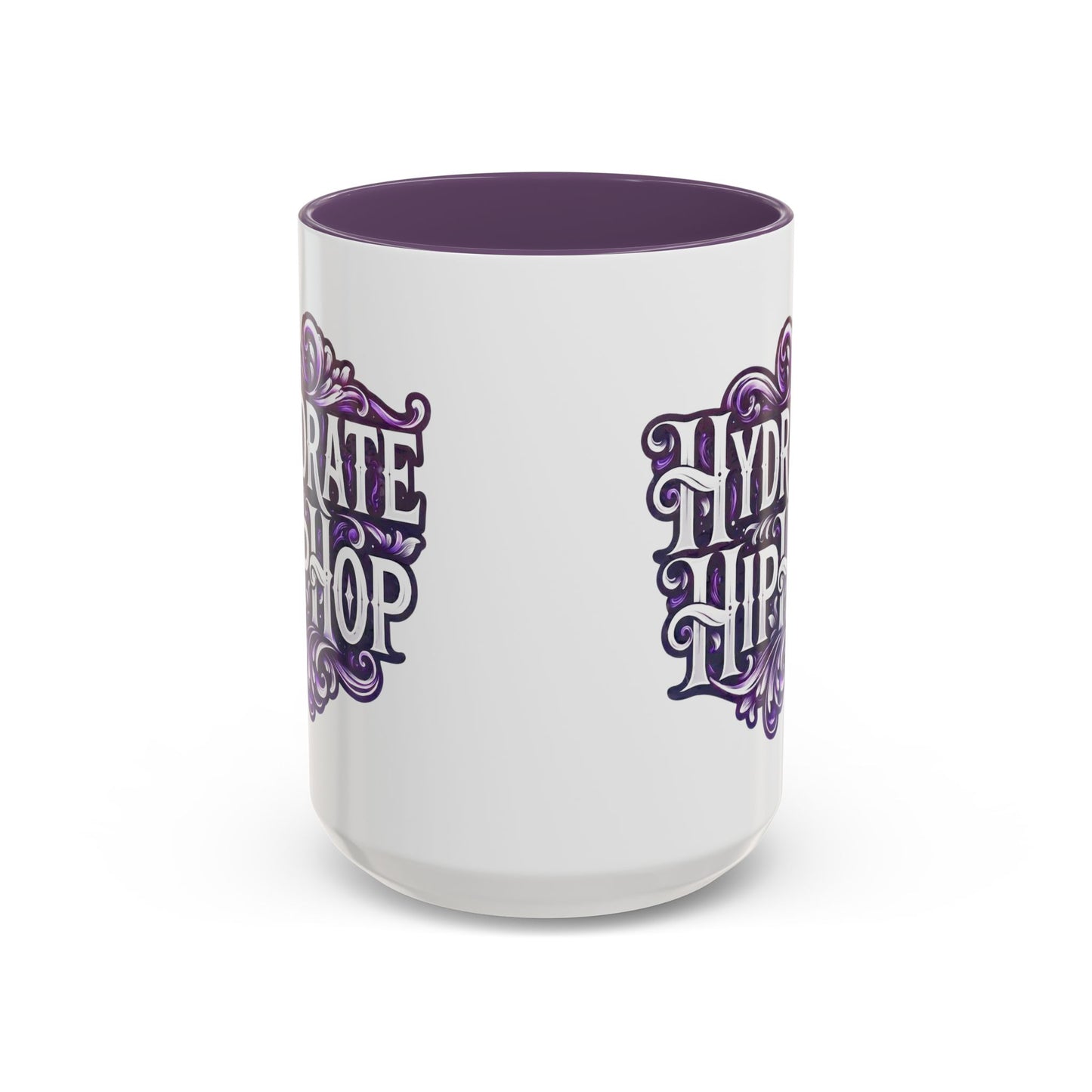 Hydrate Hip Hop Accent Coffee Mug — Purple Typography Tea & Coffee Cup (11/15oz)