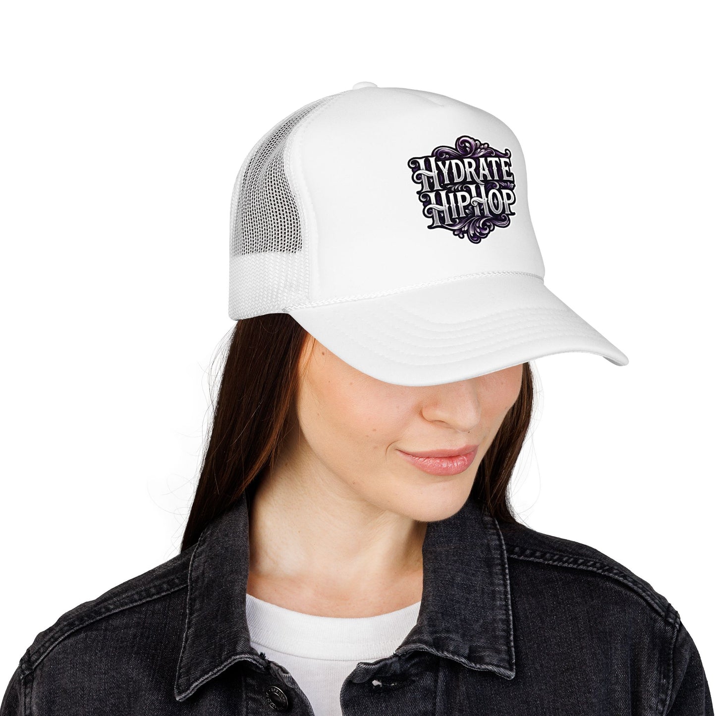 Hydrate Hip Hop Trucker Hat - Retro Script Foam Mesh Cap