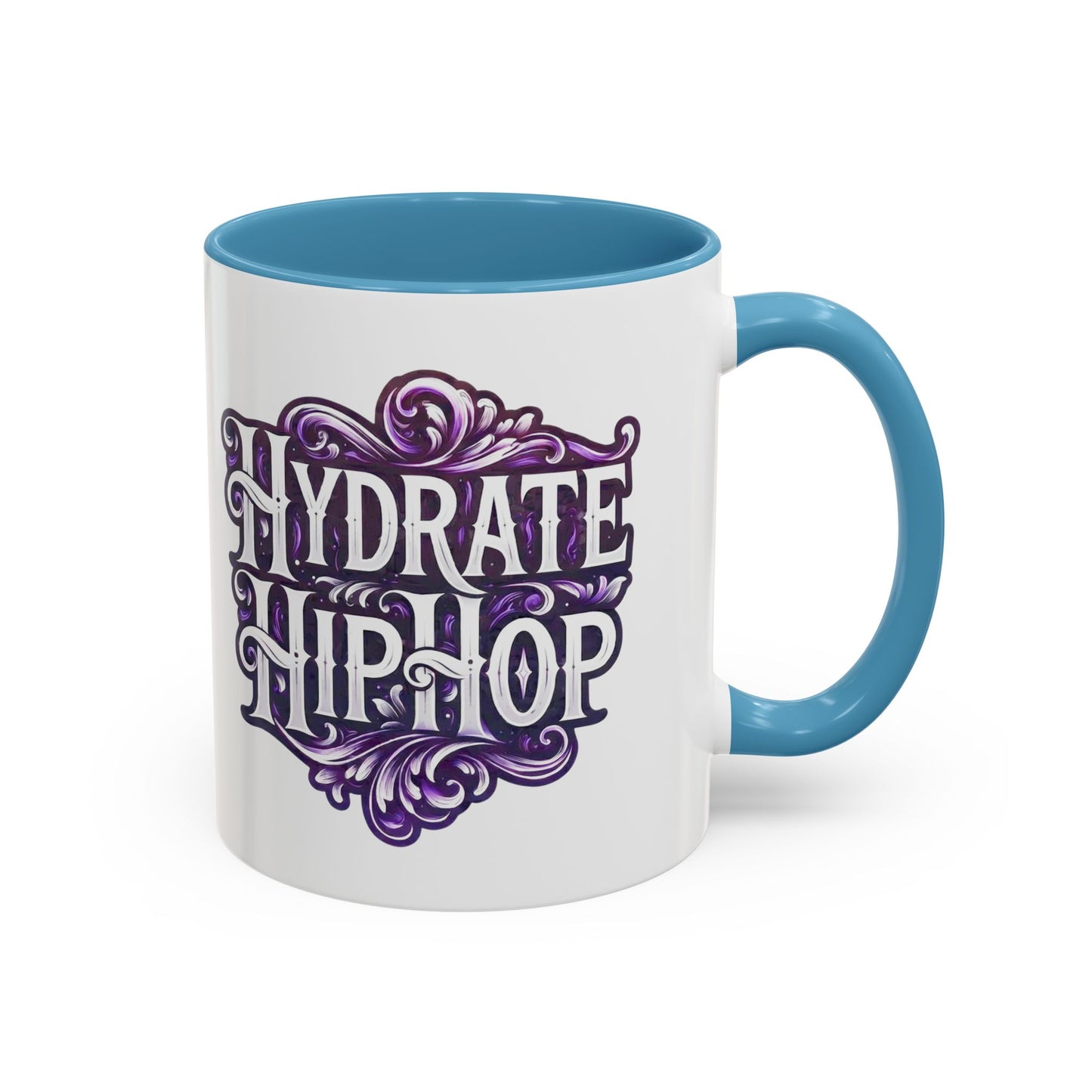 Hydrate Hip Hop Accent Coffee Mug — Purple Typography Tea & Coffee Cup (11/15oz)