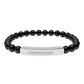 Custom Engraved Natural Stone Bar Bracelet — Personalized Stretch Beaded Bracelet