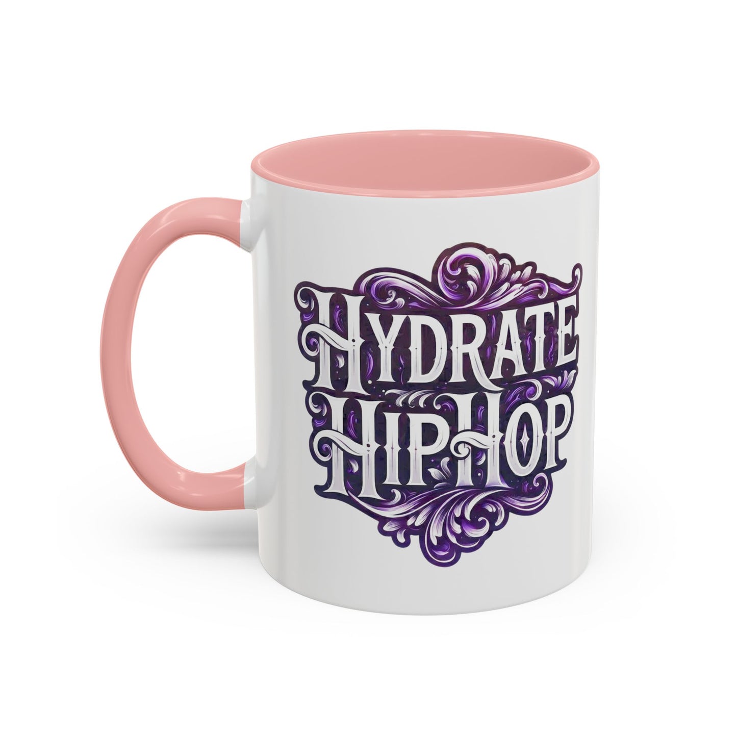 Hydrate Hip Hop Accent Coffee Mug — Purple Typography Tea & Coffee Cup (11/15oz)