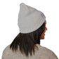 P.S.Y.C. Embroidered Cuffed Beanie — Purple Lettering Winter Hat