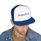 Original Soul Trucker Cap — Embroidered Purple Script Mesh Snapback