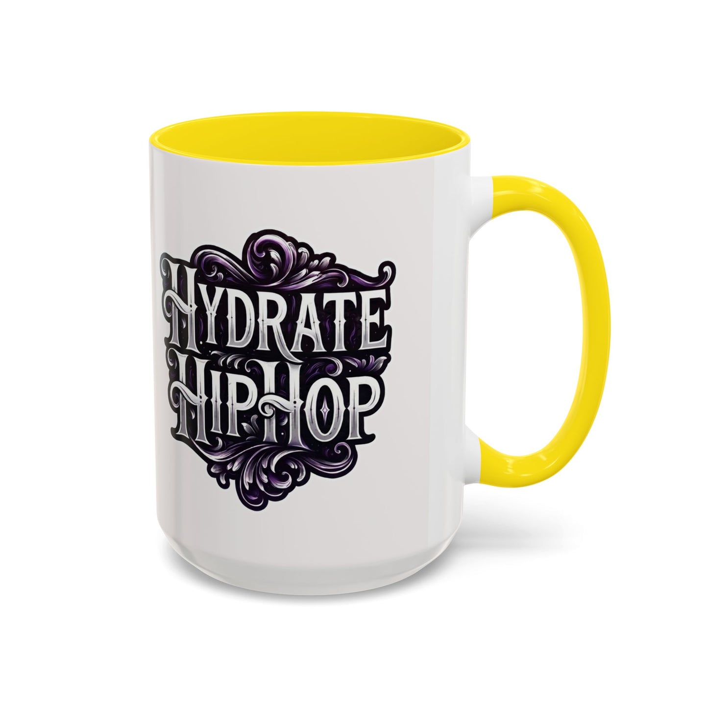 Hydrate Hip Hop Accent Coffee Mug – Retro Script Beverage Cup (11/15oz)