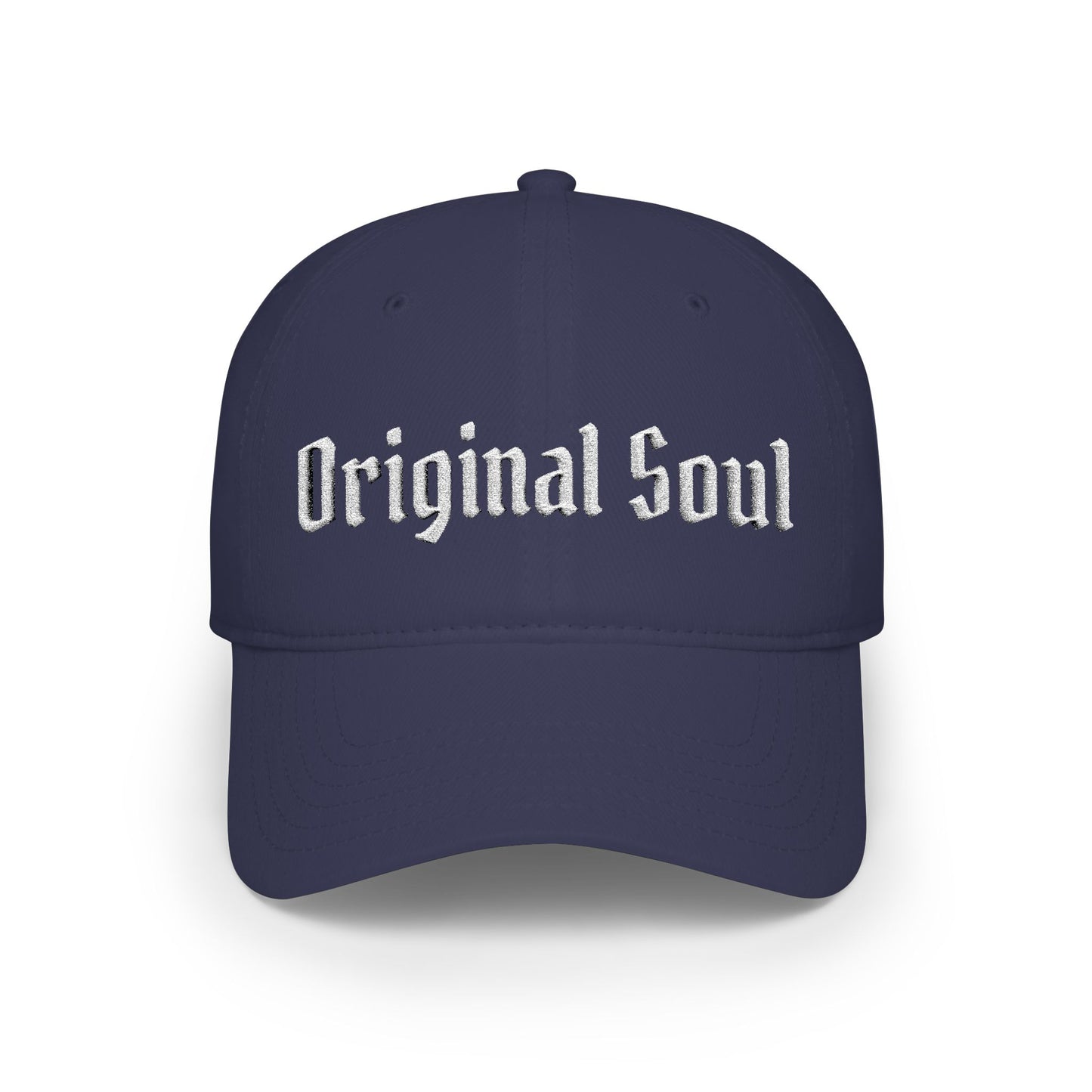 Original Soul Embroidered Baseball Cap — Retro Gothic Script Low-Profile Hat