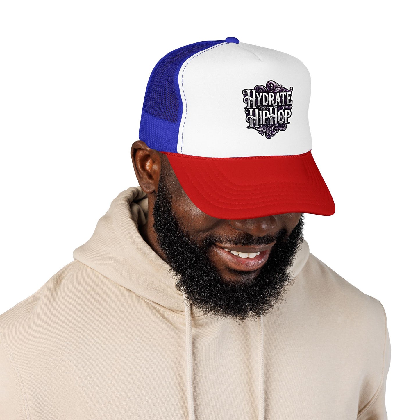 Hydrate Hip Hop Trucker Hat - Retro Script Foam Mesh Cap