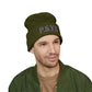 P.S.Y.C. Embroidered Cuffed Beanie — Purple Lettering Winter Hat