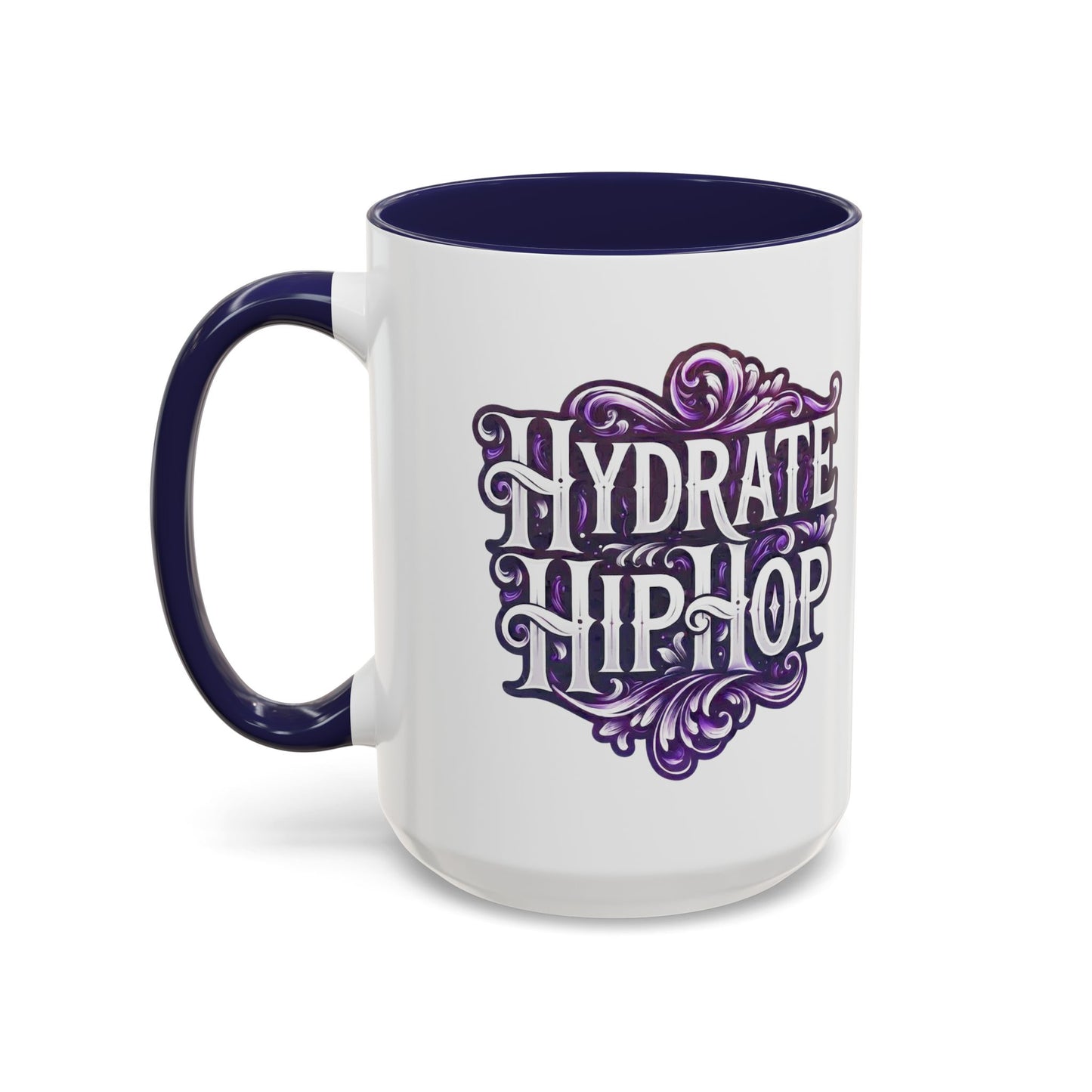 Hydrate Hip Hop Accent Coffee Mug — Purple Typography Tea & Coffee Cup (11/15oz)