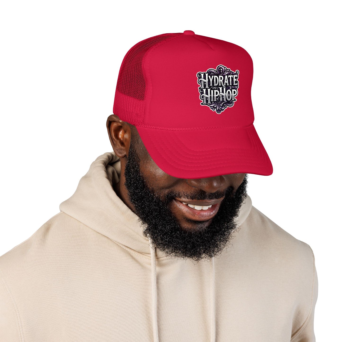 Hydrate Hip Hop Trucker Hat - Retro Script Foam Mesh Cap