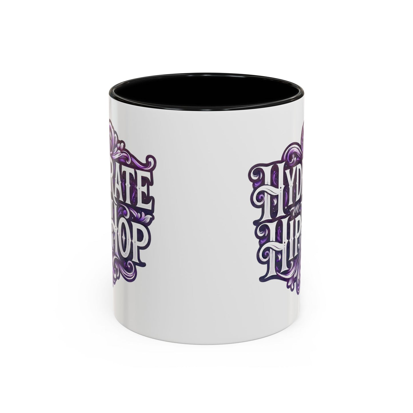 Hydrate Hip Hop Accent Coffee Mug — Purple Typography Tea & Coffee Cup (11/15oz)
