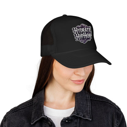 Hydrate Hip Hop Trucker Hat - Retro Script Foam Mesh Cap