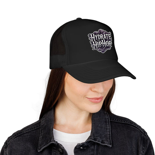 Hydrate Hip Hop Trucker Hat - Retro Script Foam Mesh Cap
