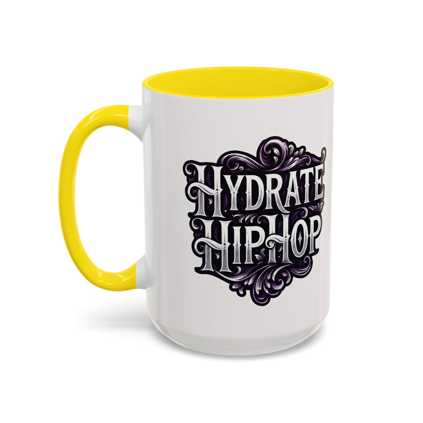 Hydrate Hip Hop Accent Coffee Mug – Retro Script Beverage Cup (11/15oz)