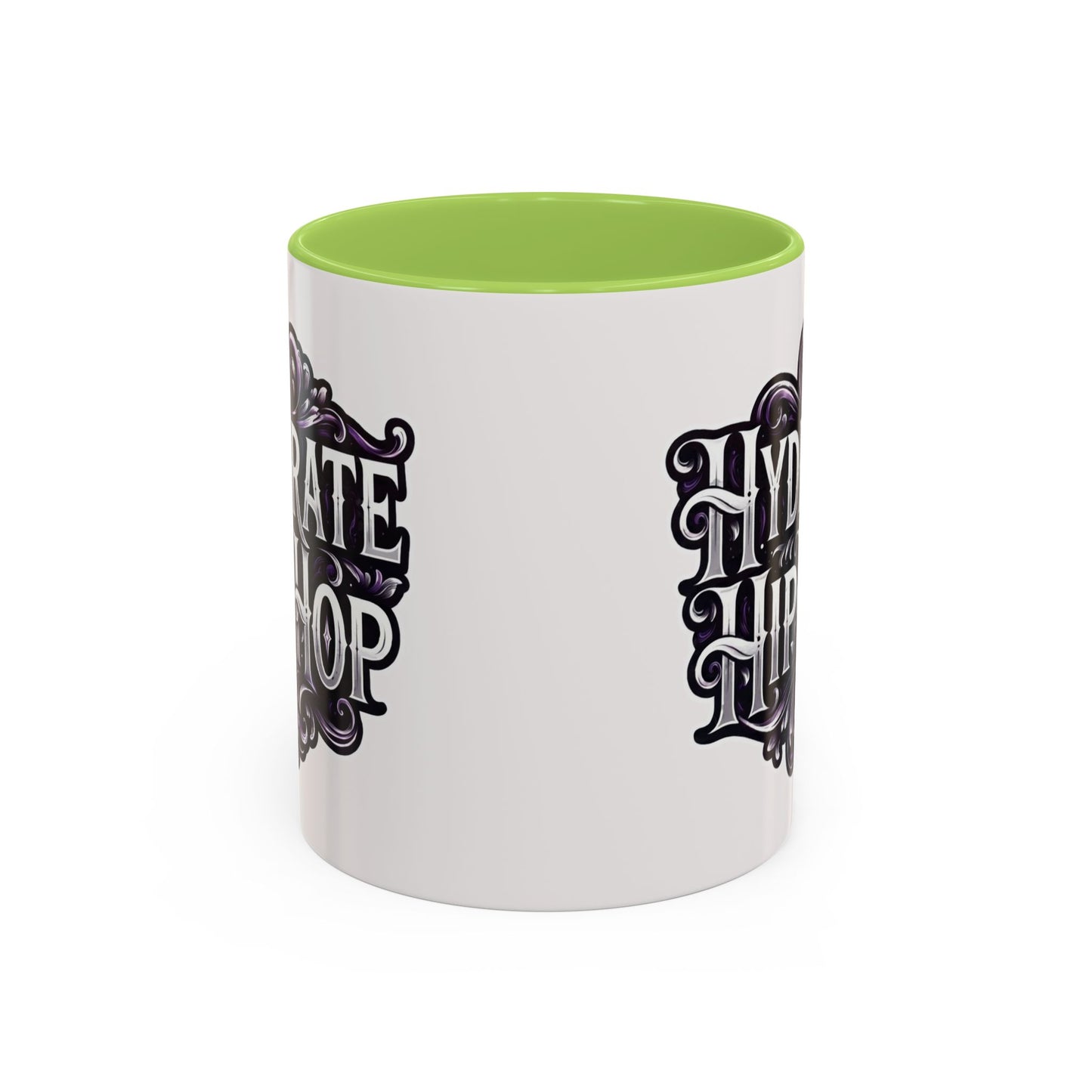 Hydrate Hip Hop Accent Coffee Mug – Retro Script Beverage Cup (11/15oz)