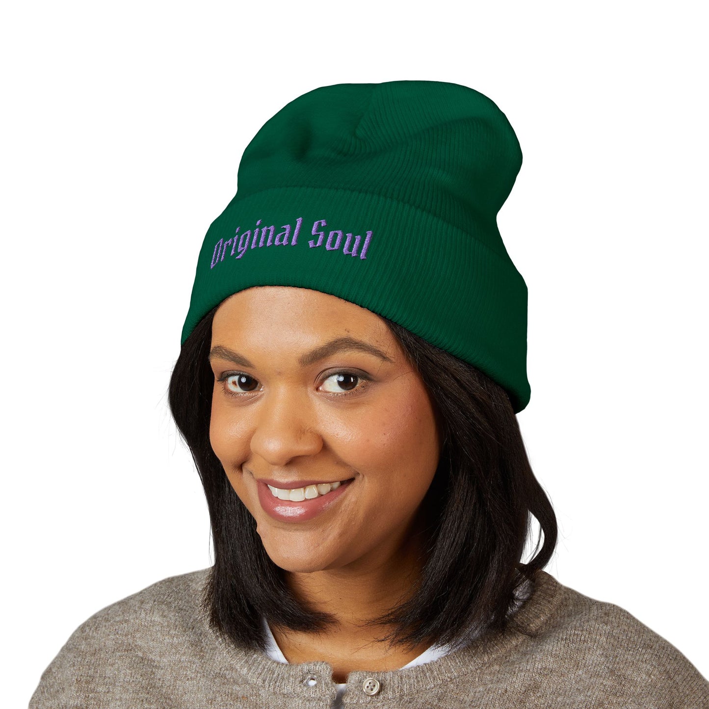Original Soul Embroidered Beanie — Classic Cuffed Knit Hat