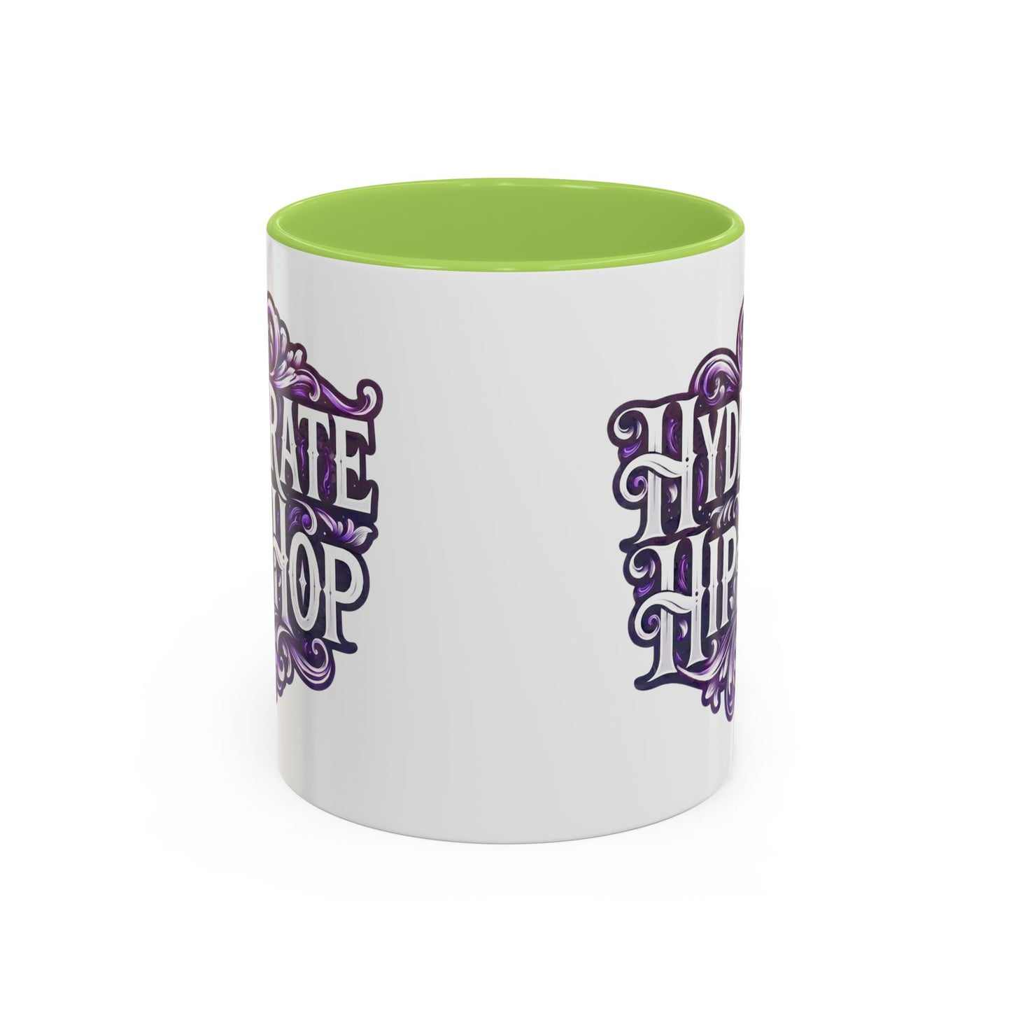 Hydrate Hip Hop Accent Coffee Mug — Purple Typography Tea & Coffee Cup (11/15oz)