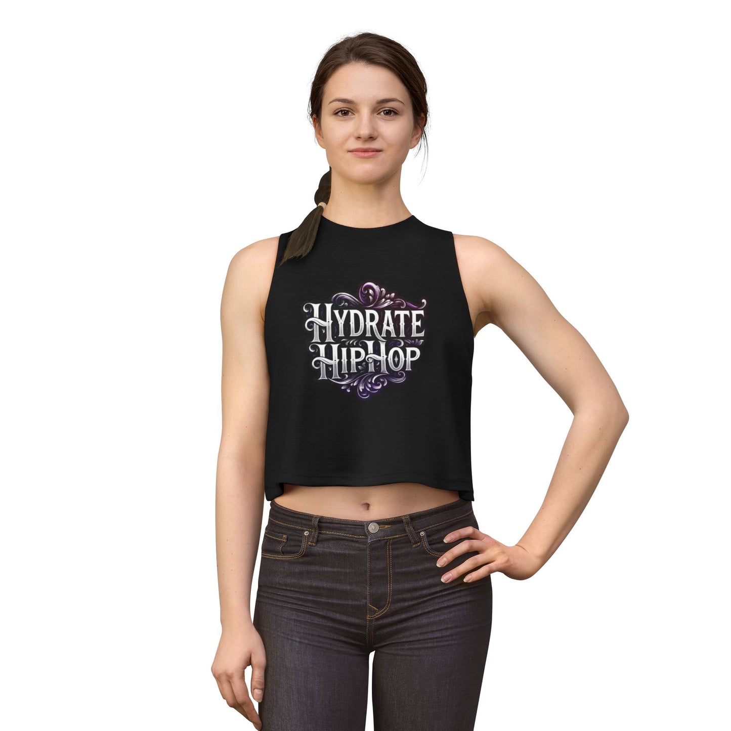 Hydrate Hip Hop Women's Crop Top – Retro Typography Fitness Tank