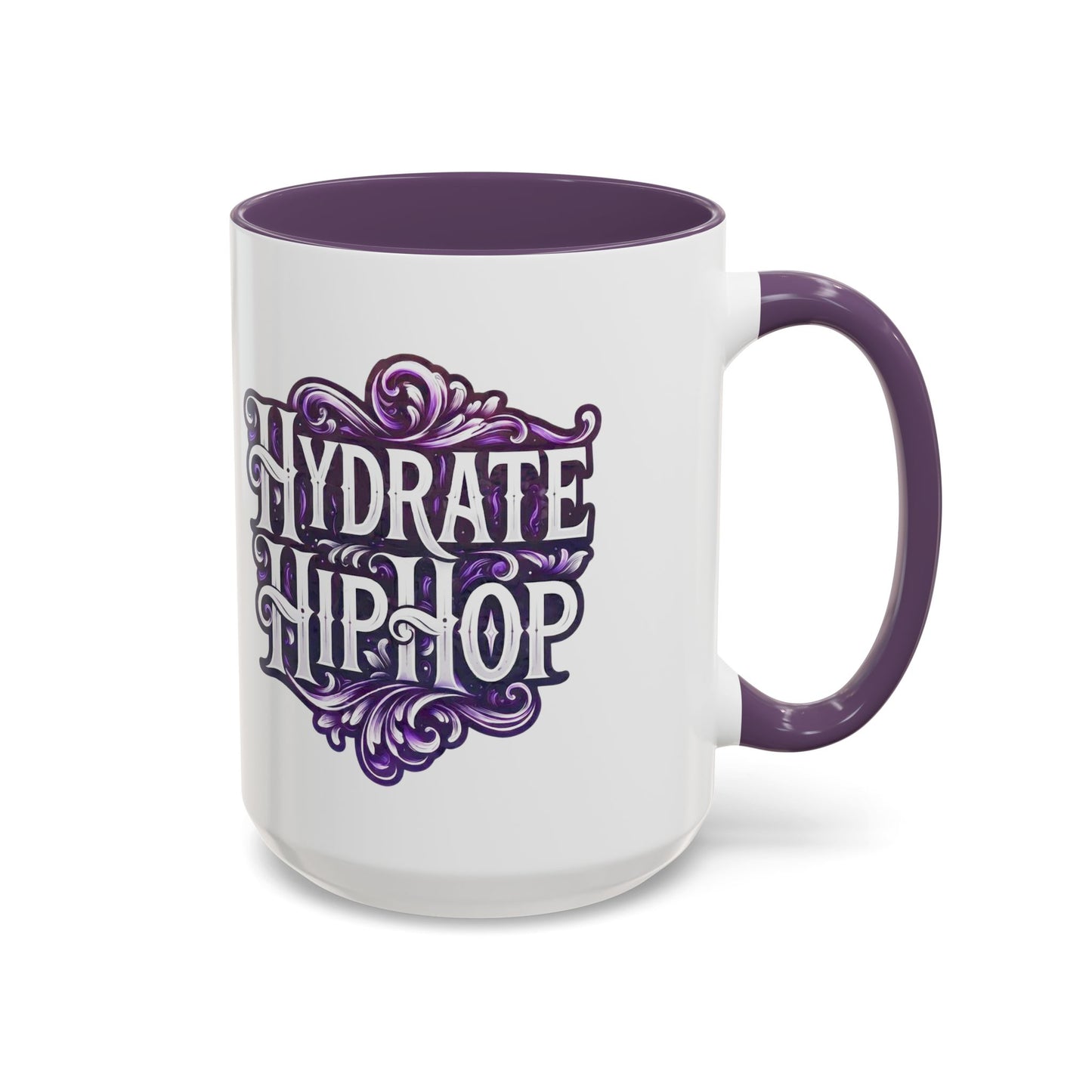 Hydrate Hip Hop Accent Coffee Mug — Purple Typography Tea & Coffee Cup (11/15oz)