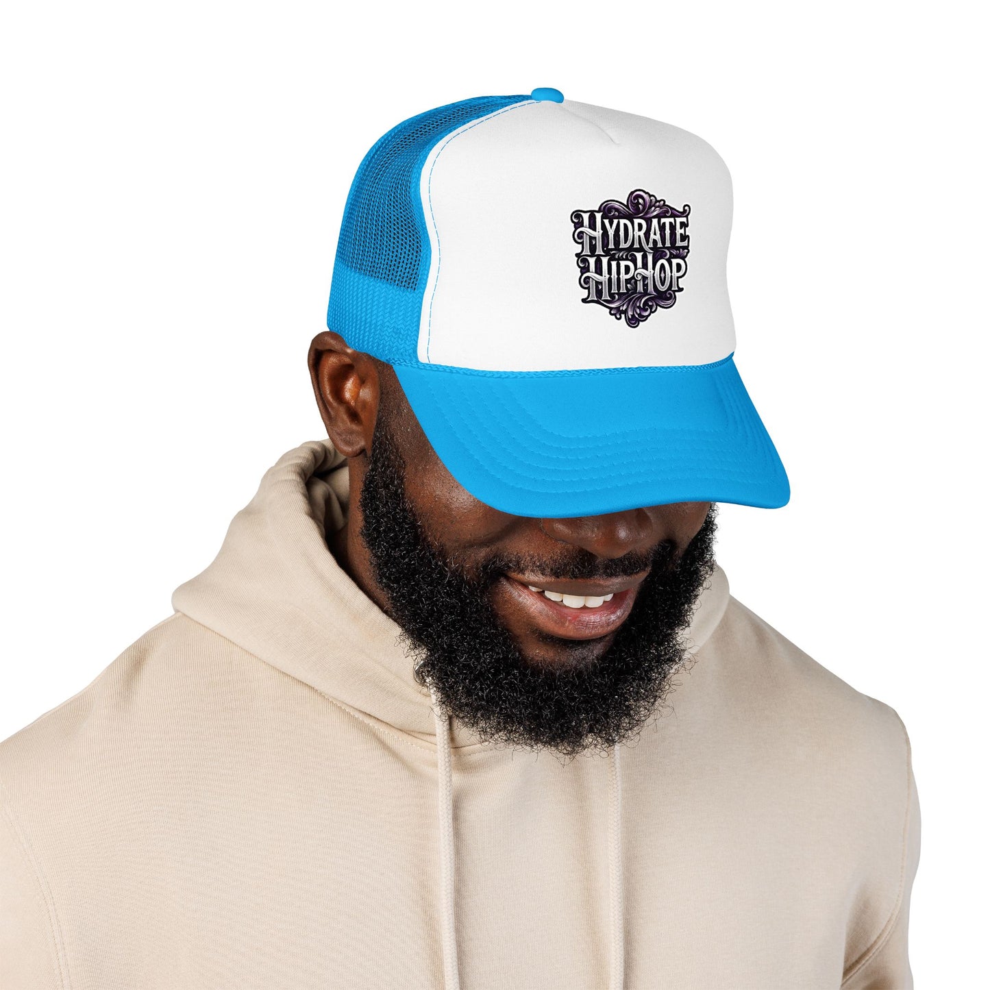 Hydrate Hip Hop Trucker Hat - Retro Script Foam Mesh Cap