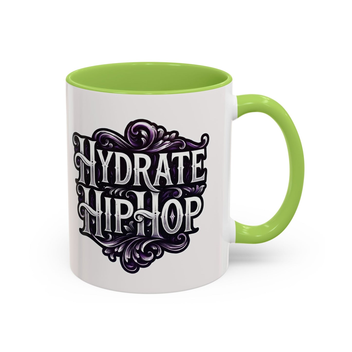 Hydrate Hip Hop Accent Coffee Mug – Retro Script Beverage Cup (11/15oz)