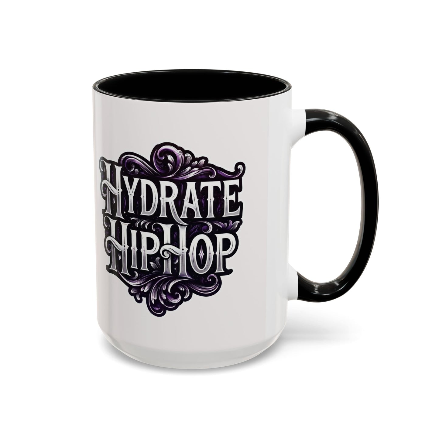 Hydrate Hip Hop Accent Coffee Mug – Retro Script Beverage Cup (11/15oz)