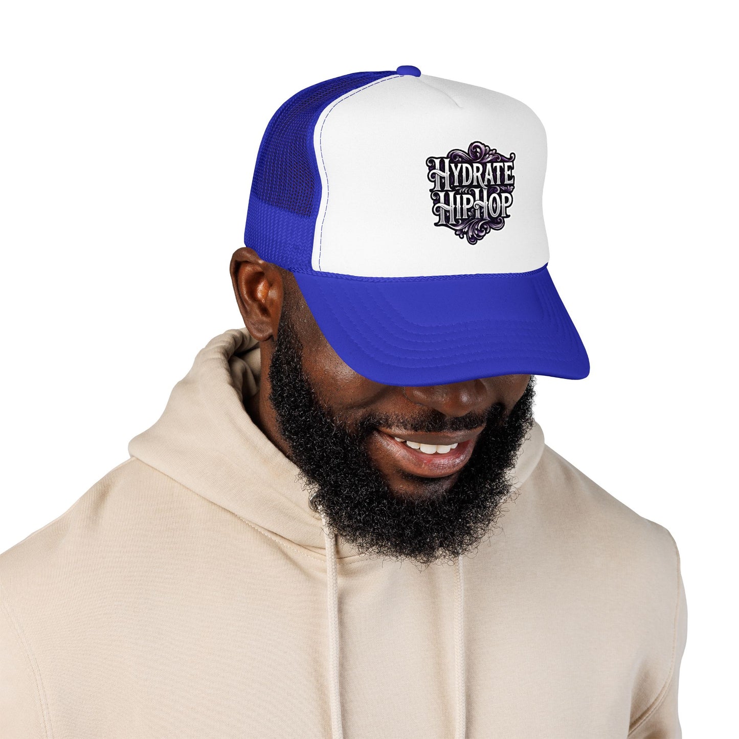 Hydrate Hip Hop Trucker Hat - Retro Script Foam Mesh Cap