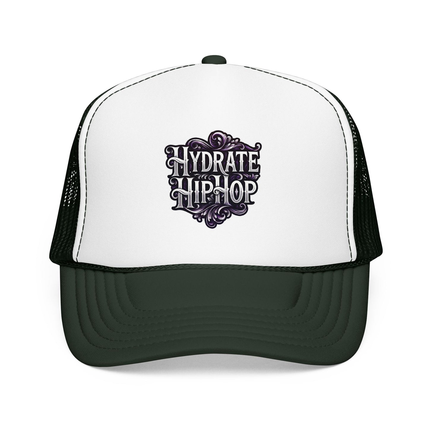 Hydrate Hip Hop Trucker Hat - Retro Script Foam Mesh Cap