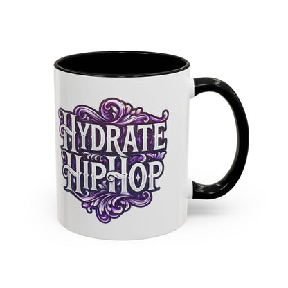 Hydrate Hip Hop Accent Coffee Mug — Purple Typography Tea & Coffee Cup (11/15oz)
