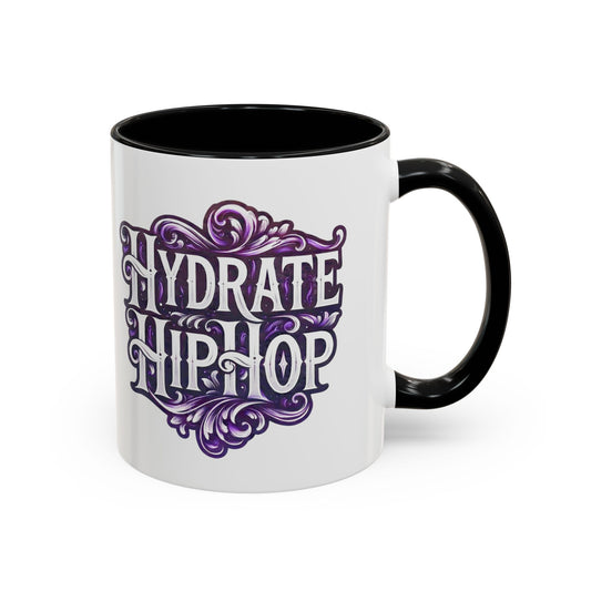 Hydrate Hip Hop Accent Coffee Mug — Purple Typography Tea & Coffee Cup (11/15oz)