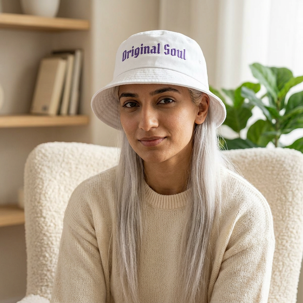 Original Soul Embroidered Bucket Hat — Vintage Script, Streetwear Sun Hat