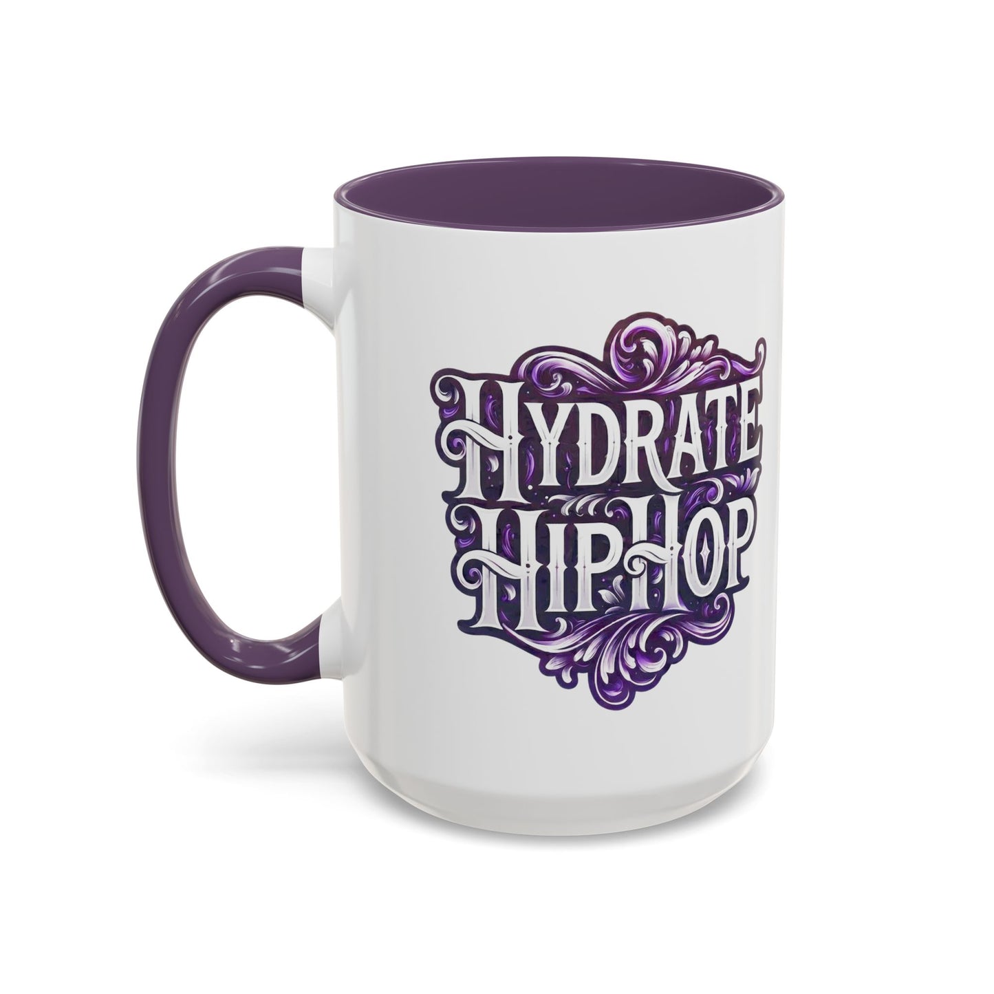 Hydrate Hip Hop Accent Coffee Mug — Purple Typography Tea & Coffee Cup (11/15oz)