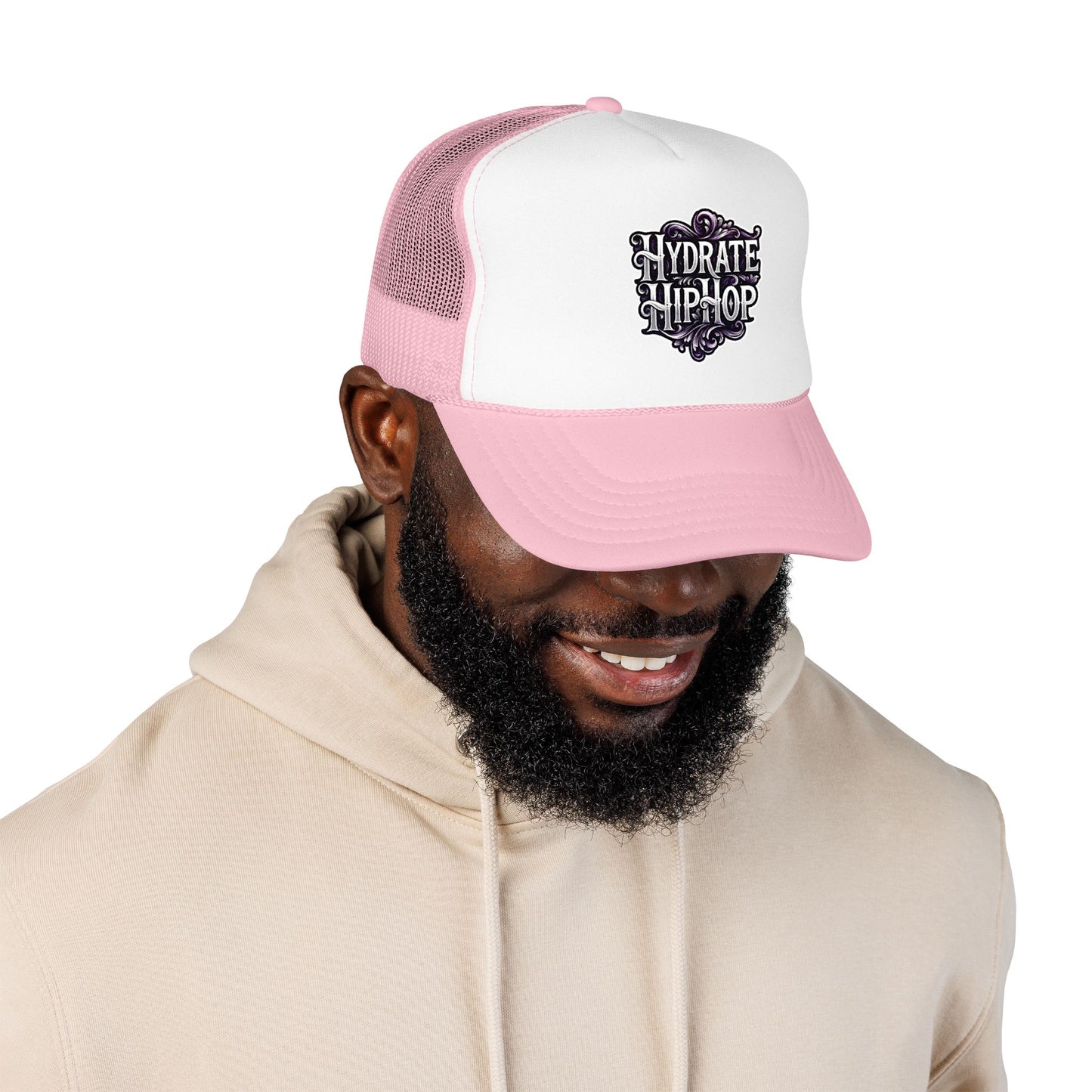 Hydrate Hip Hop Trucker Hat - Retro Script Foam Mesh Cap