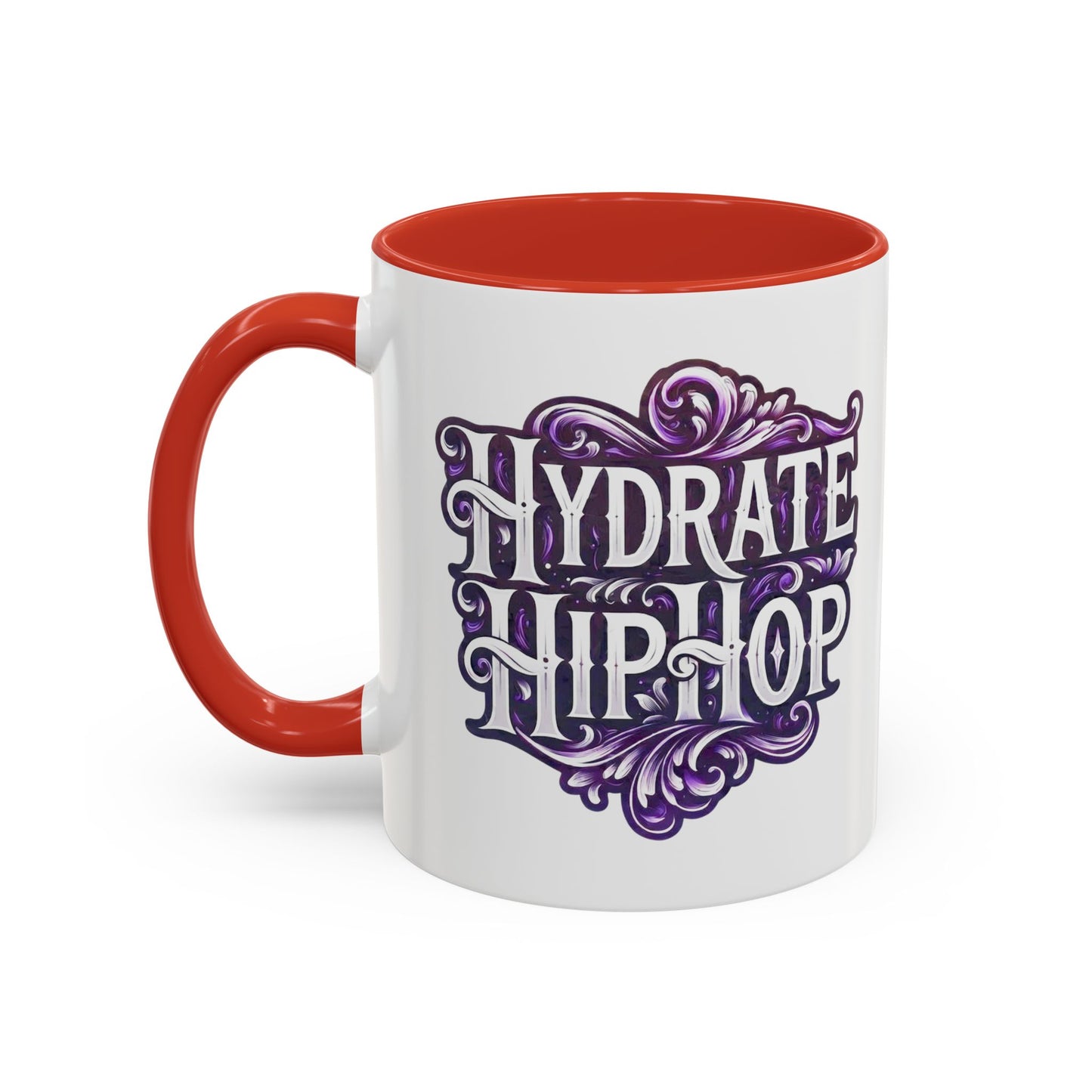 Hydrate Hip Hop Accent Coffee Mug — Purple Typography Tea & Coffee Cup (11/15oz)