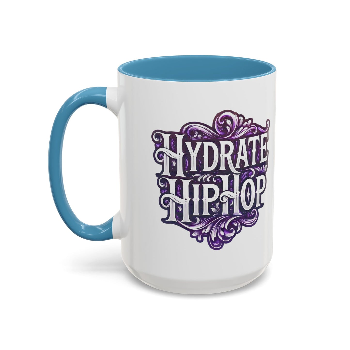 Hydrate Hip Hop Accent Coffee Mug — Purple Typography Tea & Coffee Cup (11/15oz)