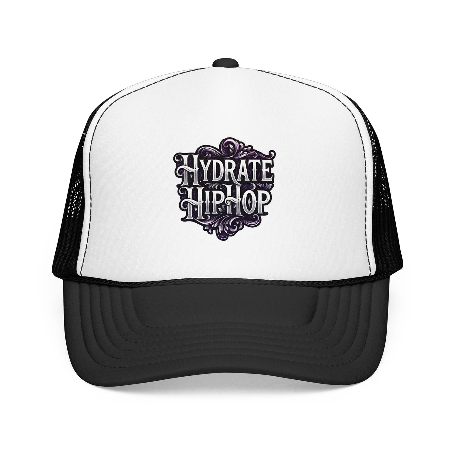 Hydrate Hip Hop Trucker Hat - Retro Script Foam Mesh Cap