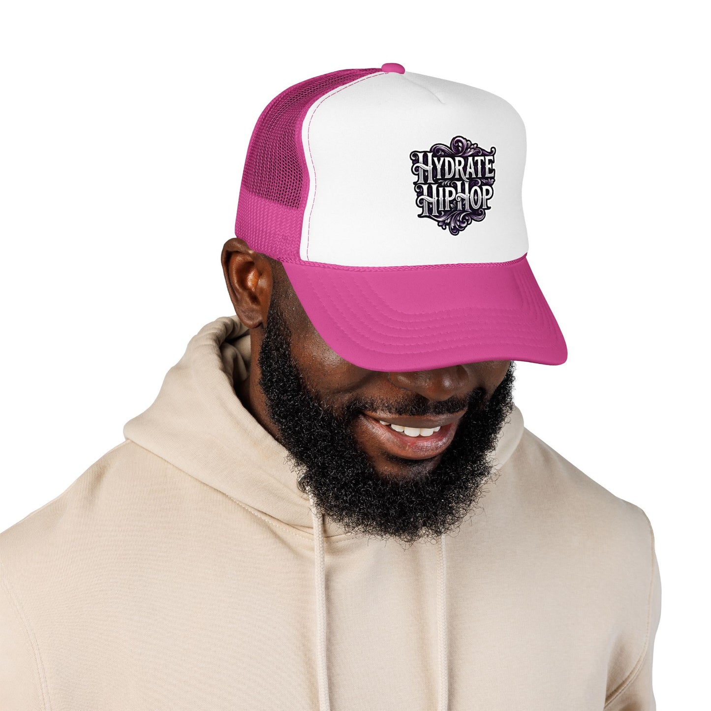 Hydrate Hip Hop Trucker Hat - Retro Script Foam Mesh Cap