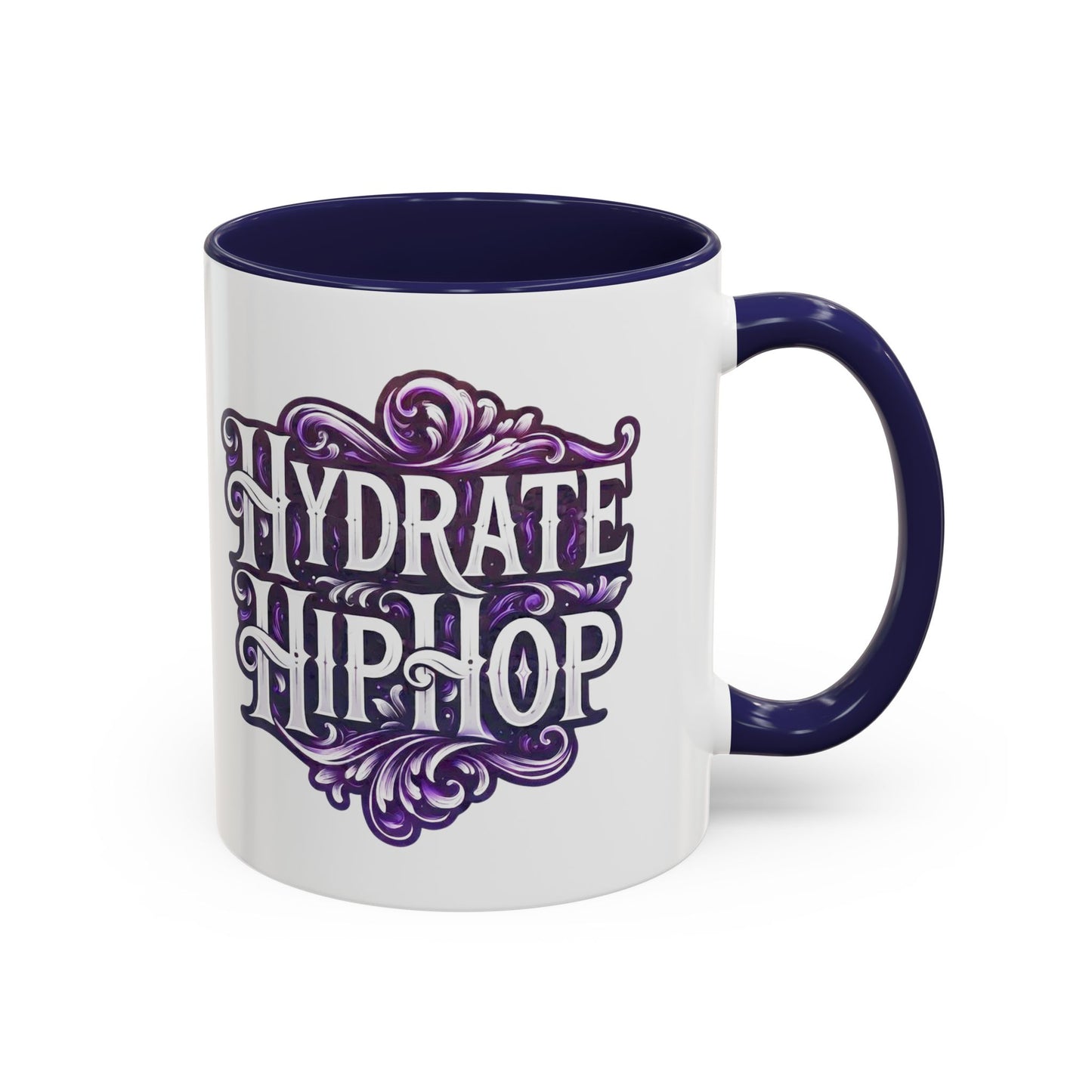 Hydrate Hip Hop Accent Coffee Mug — Purple Typography Tea & Coffee Cup (11/15oz)