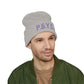 P.S.Y.C. Embroidered Cuffed Beanie — Purple Lettering Winter Hat