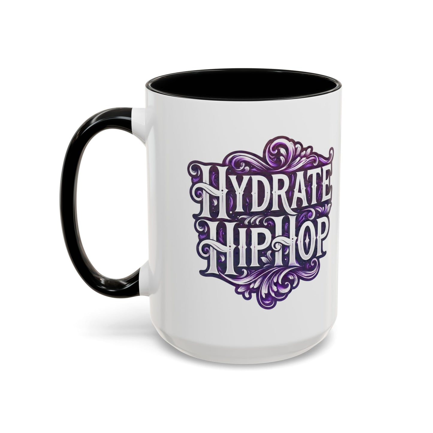 Hydrate Hip Hop Accent Coffee Mug — Purple Typography Tea & Coffee Cup (11/15oz)