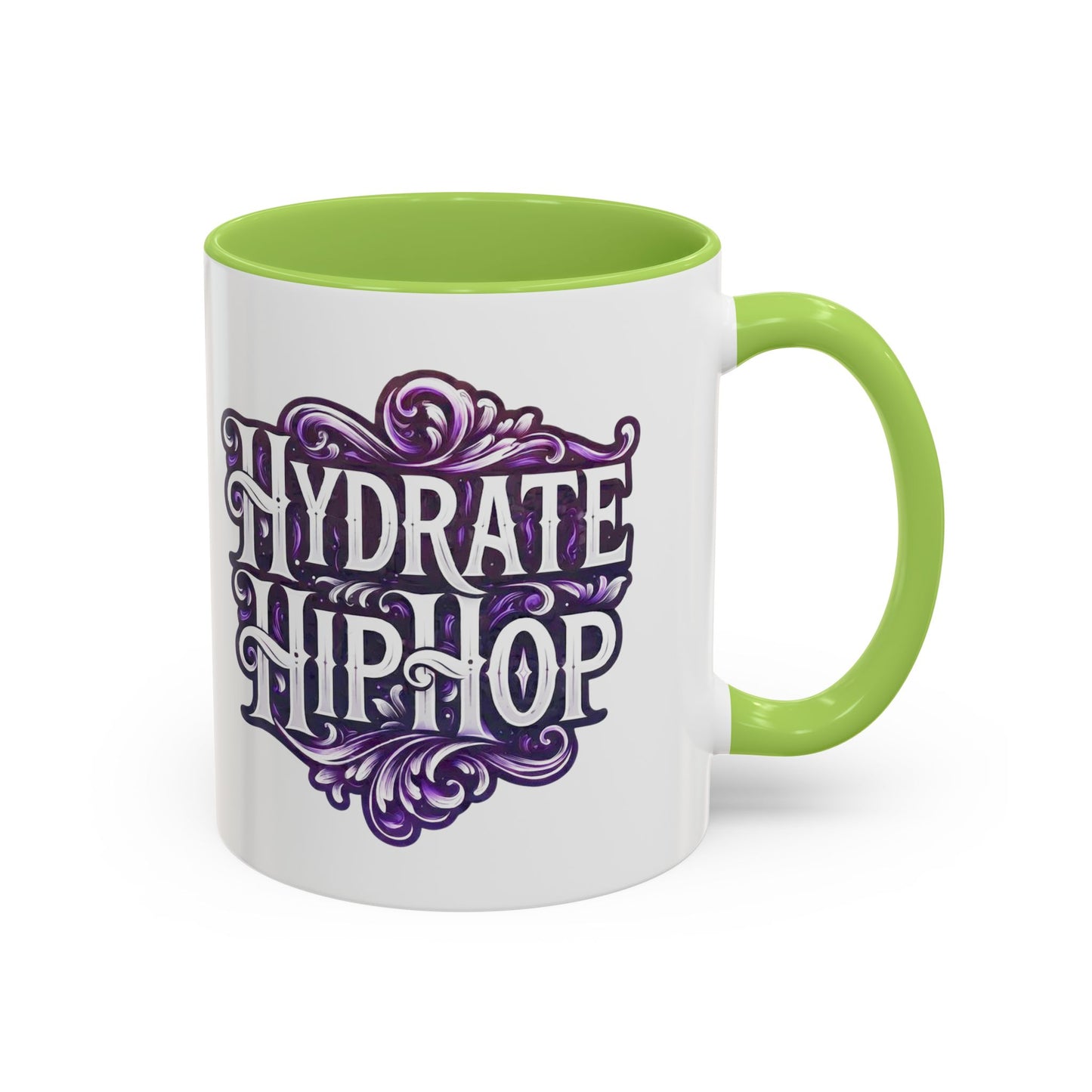 Hydrate Hip Hop Accent Coffee Mug — Purple Typography Tea & Coffee Cup (11/15oz)
