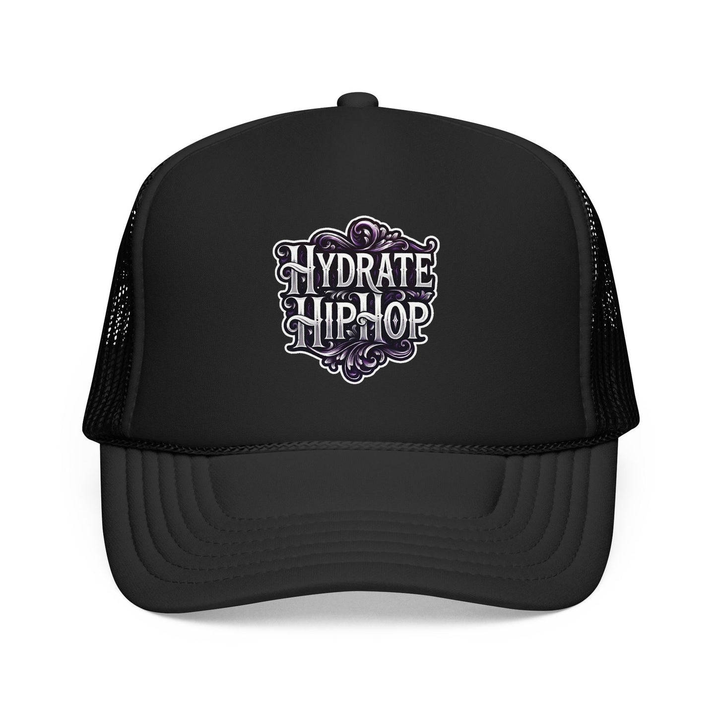 Hydrate Hip Hop Trucker Hat - Retro Script Foam Mesh Cap