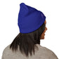 P.S.Y.C. Embroidered Cuffed Beanie — Purple Lettering Winter Hat