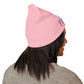 P.S.Y.C. Embroidered Cuffed Beanie — Purple Lettering Winter Hat