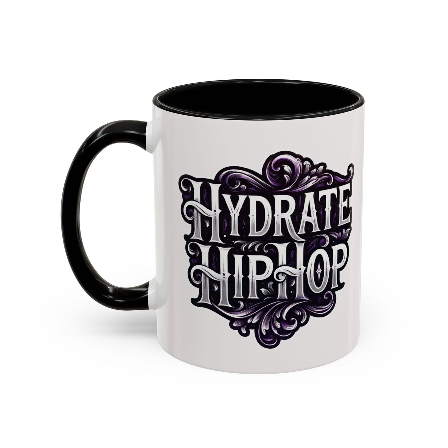 Hydrate Hip Hop Accent Coffee Mug – Retro Script Beverage Cup (11/15oz)
