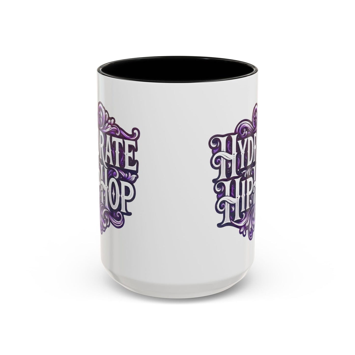 Hydrate Hip Hop Accent Coffee Mug — Purple Typography Tea & Coffee Cup (11/15oz)