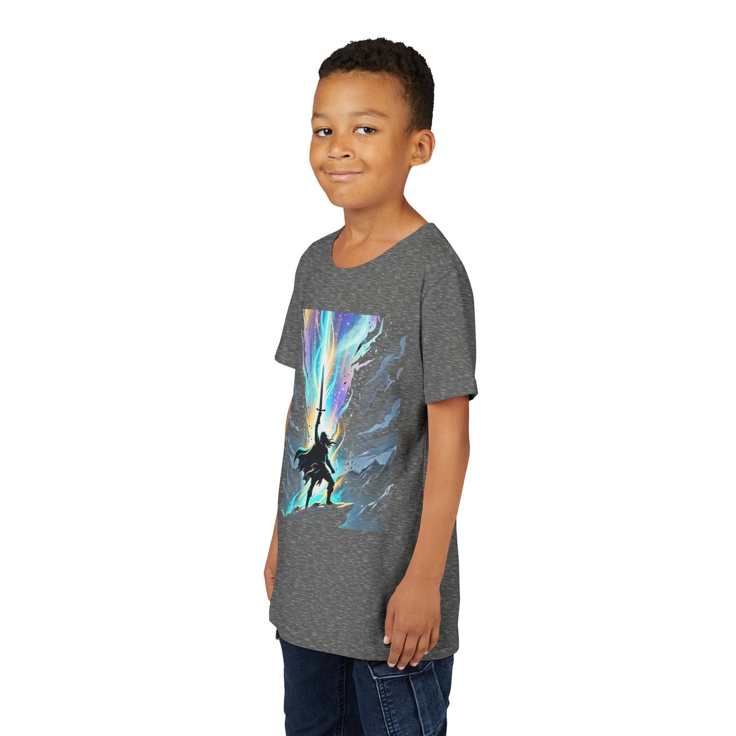 Youth Tee — Guardian of Light Fantasy Sword Graphic