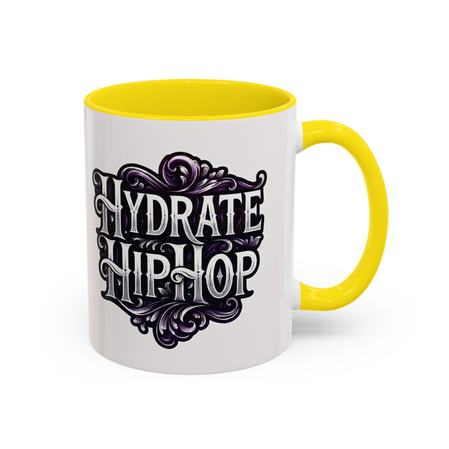 Hydrate Hip Hop Accent Coffee Mug – Retro Script Beverage Cup (11/15oz)