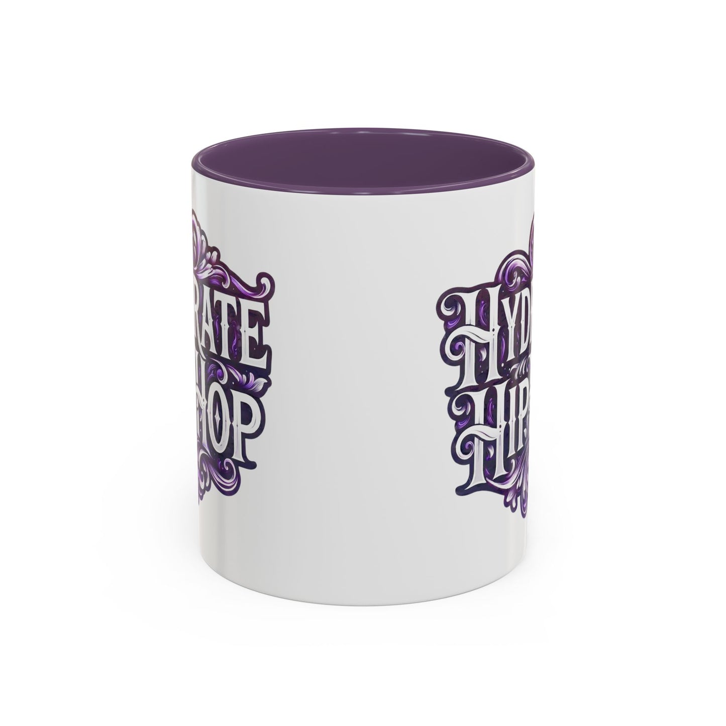 Hydrate Hip Hop Accent Coffee Mug — Purple Typography Tea & Coffee Cup (11/15oz)
