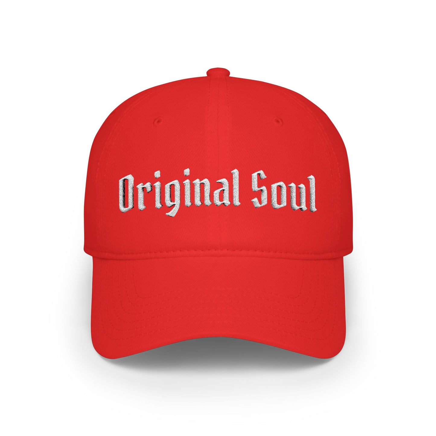 Original Soul Embroidered Baseball Cap — Retro Gothic Script Low-Profile Hat
