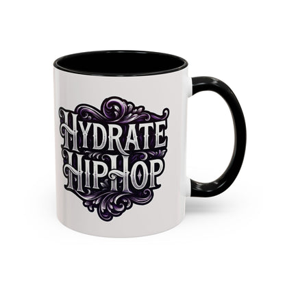 Hydrate Hip Hop Accent Coffee Mug – Retro Script Beverage Cup (11/15oz)